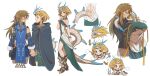  alternate_form back_cutout blonde_hair brown_hair cloak clothing_cutout detached_sleeves dragon_girl dragon_horns frostbite_set_(zelda) highres horns light_dragon_(zelda) link long_hair pointy_ears princess_zelda short_hair shuo_yue spoilers tail the_legend_of_zelda the_legend_of_zelda:_tears_of_the_kingdom 