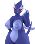  3d_(artwork) angry anthro argos90 digital_media_(artwork) female generation_2_pokemon gesture hi_res legendary_pokemon lugia middle_finger nintendo pokemon pokemon_(species) shadow_lugia shadow_pokemon solo 