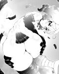  1girl absurdres ass bird_legs bird_tail blush breasts commentary_request completely_nude greyscale harpy highres looking_at_viewer maeeeh monochrome monster_girl nipples nude original pout short_hair small_breasts solo tail tail_feathers 