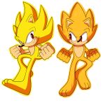  absurd_res anthro bare_hands barefoot domestic_maid duo feet fur hi_res male nude red_eyes sega sonic_the_hedgehog sonic_the_hedgehog_(film) sonic_the_hedgehog_(series) super_form super_sonic yellow_body yellow_fur 