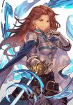  1girl armor belt breastplate brown_eyes brown_hair granblue_fantasy granblue_fantasy_versus holding holding_sword holding_weapon hungry_clicker katalina_(granblue_fantasy) looking_at_viewer sword weapon white_background 