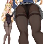  1girl absurdres amagi_(amagi626) animal_ears ass black_pantyhose blazer blonde_hair breasts fake_animal_ears highres jacket large_breasts leotard leotard_under_clothes necktie pantyhose playboy_bunny rabbit_ears red_necktie school_uniform thighband_pantyhose tsurumaki_maki voiceroid 