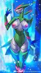  alanscampos anthro areola breasts female generation_9_pokemon genitals green_body hi_res iron_leaves looking_at_viewer machine nintendo nipples nude paradox_pokemon pokemon pokemon_(species) pussy red_eyes robot smile solo 