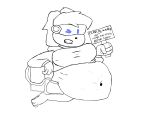  air_inflation air_tank anthro belly big_belly breasts close_to_bursting clothing female inflation lagomorph leporid mammal navel one_eye_closed rabbit sign sketch solo text thegalwhosayswoo wink 
