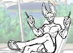  ball beerus clothing deity domestic_cat dragon_ball dragon_ball_super dragonballsuper felid feline felis flip_flops foot_ninja15 footwear footwear_only genitals hi_res humanoid male mammal mostly_nude nude penis sandals sketch solo 