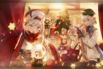  5girls antlers aqua_eyes artist_request badge bandaid bandaid_on_face bandaid_on_nose baseball_cap blue_eyes blue_scarf blush breasts button_badge cake cake_slice christmas christmas_lights christmas_ornaments christmas_star christmas_sweater christmas_tree christmas_wreath collarbone curtains de_lisle_(girls&#039;_frontline) fake_antlers fang fire fireplace food fork fur-trimmed_jacket fur_trim girls&#039;_frontline giving goggles goggles_on_head green_eyes green_headwear hairband halterneck hat hat_bell heterochromia highres holding holding_plate indoors jacket ksvk_(girls&#039;_frontline) long_hair long_sleeves looking_at_viewer lusa_(girls&#039;_frontline) mpk_(girls&#039;_frontline) mpl_(girls&#039;_frontline) multiple_girls official_alternate_costume official_art official_wallpaper open_mouth orange_hair pink_hair plate red_curtains red_headwear red_jacket red_scarf reindeer_antlers santa_hat scarf short_hair smile snow_globe snowman twintails underboob utensil_in_mouth v-shaped_eyebrows white_hair window yellow_eyes 