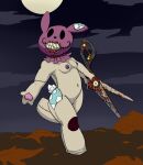  2017 alternate_version_at_source animate_inanimate anthro body_horror breasts button_(fastener) button_nipples cloud creepy creepy_smile female genitals glowing_frenulum gums horror_(theme) lagomorph leaf leporid living_plushie mammal monster moon navel night nipples nude patch_(fabric) plushie pussy rabbit rust scissors scut_tail seam_(sewing) sharp_teeth short_tail small_breasts smile solo stitch_(sewing) tail teeth 