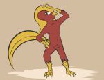  anthro avian beak bird chrysolophus feathers galliform glori_gamebird golden_pheasant hair long_hair long_tail mrdegradation phasianid red_body red_feathers tail yellow_beak yellow_body yellow_feathers 