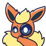  1:1 alpha_channel ambiguous_gender blue_eyes canid digital_media_(artwork) eeveelution endwl feral flareon fur generation_1_pokemon holding_object low_res magnifying_glass mammal neck_tuft nintendo orange_body orange_fur pokemon pokemon_(species) reaction_image solo tan_body tan_fur tuft yellow_body yellow_fur 