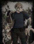  2023 anthro ashley_graham_(resident_evil) biped blonde_hair bottomwear capcom clock clothed clothing duo female green_eyes hair hi_res jacket leon_kennedy_(resident_evil) male mammal marsupial mouse murid murine pants possum putting_on_clothes resident_evil rodent shirt sleepy_poss topwear watch 