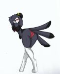  anthro avian big_butt blush butt clothing feathers female helluva_boss hi_res octavia_(helluva_boss) pace-maker panties panty_shot solo tail_feathers thick_thighs underwear 