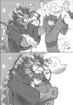  &lt;3 angry anthro asian_clothing blush clothing dragon duo east_asian_clothing embrace fuxi_(tas) hair horn hug human japanese_clothing kimono lifewonders long_hair male male/male mammal suzuapi2 tokyo_afterschool_summoners twink_protagonist_(tas) 