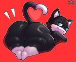  &lt;3 &lt;3_eyes 2023 3_eyes anthro atlus big_butt black_body black_fur blue_eyes bodily_fluids butt curvy_figure cute_fangs domestic_cat featureless_feet felid feline felis fur heart_tail hi_res huge_butt looking_back lying male mammal mask mask_only megami_tensei megami_tensei_persona morgana_(persona) multi_eye multicolored_body multicolored_fur nude on_front savourysausages sega short_stack smile solo sweat sweatdrop sweaty_butt thick_thighs tuxedo_cat two_tone_body two_tone_fur voluptuous white_body white_fur 