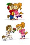  alvin_and_the_chipmunks alvin_seville alvinnn!!!_and_the_chipmunks anthro bangs baseball_cap blonde_hair boredstupid100 bottomwear bouquet bow_tie brittany_miller brown_hair chipmunk clothed clothing denim denim_clothing duo eyeshadow facial_markings female flower footwear fully_clothed ground_squirrel hair hands_on_hips hat head_markings headgear headwear hoodie jeans leggings legwear lidded_eyes makeup male mammal markings open_mouth open_smile pants pink_eyeshadow plant ponytail rodent sciurid shoes skirt smile sneakers sweater tail tan_body toony toothy_grin topwear young 
