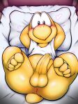  &lt;3 absurd_res anthro anus balls bed blush bottomless butt clothed clothing erection foreskin furniture genitals hi_res koopa koopa_troopa lying male mario_bros nintendo on_back penis scalie shirt solo tank_top topwear yamausagi0619 yellow_body 