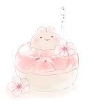  animal_focus blush cherry_blossoms closed_eyes flower food food_focus food_request no_humans open_mouth original pink_flower rabbit shadow smile solo straight-on sweets umibird white_background 