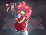  amy_rose anthro blue_eyes clothed clothing duo eulipotyphlan female fur hair hedgehog human japanese_text male mammal pink_body pink_fur pink_hair pochincoff sega sonic_the_hedgehog_(series) text 