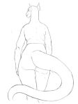  2022 anthro butt cettus dragon frill_(anatomy) fritjof male nude rear_view scalie sketch slightly_chubby slightly_chubby_anthro slightly_chubby_male solo standing tail 