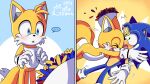  ... 2boys blue_fur blush bouquet confession couple flower fox_boy furry furry_male highres hug la_gata_golosa multiple_boys smile sonic_(series) sonic_the_hedgehog spoken_ellipsis tagme tails_(sonic) yaoi 