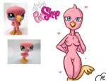  alexazmouse anthro avian beak bird breasts female feral flamingo genitals hasbro littlest_pet_shop lps_1023 lps_1740 membrane_(anatomy) nipples pink_body pussy solo webbed_feet 