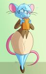  anthro blue_body blue_eyes blue_fur clipboard female fur hi_res holding_object jamearts mammal mia_mouse mouse murid murine nervous rodent simple_background solo wide_hips 