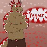  abs absurd_res anthro belt bottomwear clothed clothing coffee_dragon crossed_arms dragon hi_res horn male muscular muscular_male pants partially_clothed pecs scalie solo standing tail unknownzerr0 