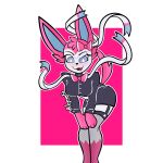  absurd_res anthro blue_eyes blush eeveelution female feral fur generation_6_pokemon hi_res irgramfox mammal nintendo open_mouth pokemon pokemon_(species) simple_background solo sylveon white_body 