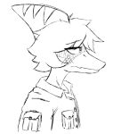  anthro bone_frill clothed clothing frill_(anatomy) green_(snoot_game) hair half-closed_eyes jacket male narrowed_eyes pterodactylus pterosaur reptile scalie side_view simple_background snoot_game snout solo topwear unknown_artist 