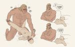  2boys arm_tattoo bad_source bald blonde_hair body_hair brock_samson cigarette cuntboy cuntboy_with_male english_text francisxie glasses highres multiple_boys nude rusty_venture size_difference tattoo the_venture_bros. yaoi 