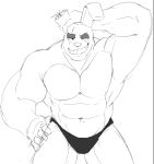  2023 5_fingers anthro black_clothing black_underwear clothing denmakug0 digital_media_(artwork) eyebrows fingers five_nights_at_freddy&#039;s five_nights_at_freddy&#039;s_3 lagomorph leporid looking_at_viewer male mammal muscular muscular_anthro muscular_male navel rabbit scottgames simple_background smile solo springtrap_(fnaf) teeth thick_eyebrows underwear white_background 