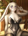  2023 absurd_res anthro big_breasts black_clothing breasts clothed clothing digital_media_(artwork) disney dymkapics eyebrows eyelashes female fingers fur grey_body grey_fur hi_res judy_hopps lagomorph leporid looking_at_viewer mammal open_mouth purple_eyes rabbit solo zootopia 