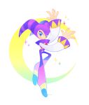  1other arms_up blue_eyes closed_mouth crescent full_body highres k0smic_aries looking_at_viewer nights_(character) nights_into_dreams simple_background smile solo sparkle white_background 