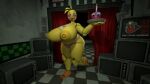  3d_(artwork) absurd_res animatronic anthro areola avian beak bedroom_eyes bib big_breasts bird blue_eyes breasts chicken clothed clothing cupcake_(fnaf) deskai digital_media_(artwork) english_text female five_nights_at_freddy&#039;s five_nights_at_freddy&#039;s_2 galliform gallus_(genus) hi_res holding_plate huge_breasts hyper hyper_breasts looking_at_viewer machine narrowed_eyes nipples non-mammal_breasts on_one_leg panties phasianid plate robot scottgames seductive smile solo standing television text thick_thighs topless toy_chica_(fnaf) underwear yellow_areola yellow_body yellow_nipples 