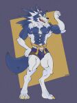  abs absurd_res animal_humanoid anthro armpit_hair biceps big_muscles blue_body blue_fur blue_hair body_hair bulge canid canine canis capcom chest_hair claws clothed clothing darkstalkers dominant flexing fluffy fur hair hi_res humanoid jon_talbain looking_at_viewer male mammal muscular muscular_male neck_tuft nipples open_mouth partially_clothed pecs pinup pose pubes sharp_teeth simple_background smile solo sowo tail teeth toe_claws tuft underwear underwear_only were werecanid werecanine werewolf white_body white_fur wolf 