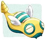  closed_eyes colored_skin dunsparce green_background nark no_humans outline pokemon pokemon_(creature) solid_circle_eyes solo tail white_outline wings yellow_skin 