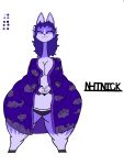  2022 4_fingers :3 alien anthro artist_name asian_clothing belly big_breasts biped black_clothing black_hooves black_panties black_text black_underwear blue_body blue_clothing blue_countershading blue_fur blue_hair blue_inner_ear blue_kimono blue_robe blue_tuft bottom_heavy braless breasts catrobis cheek_tuft cleavage closed_smile clothed clothing cloud_pattern color_swatch colored countershade_face countershade_torso countershading digital_drawing_(artwork) digital_media_(artwork) ears_up east_asian_clothing eyelashes eyes_closed facial_tuft felid female fingers fur gloves_(marking) hair hands_together hi_res hooves huge_thighs japanese_clothing kimono leg_markings light_body light_countershading long_neck mammal markings messy_hair mirabellis_(nhtnick) mouth_closed multicolored_body navel nhtnick obese obese_anthro obese_female open_clothing open_kimono overweight overweight_anthro overweight_female panties partially_clothed partially_clothed_anthro partially_clothed_female paws pear-shaped_figure prick_ears robe simple_background socks_(marking) solo spots spotted_body spotted_ears spotted_fur standing text thick_thighs tuft two_tone_body underwear unguligrade unguligrade_anthro white_background white_spots wide_hips wide_stance 