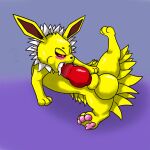  1:1 animal_genitalia animal_penis autofellatio balls big_penis bodily_fluids canine_genitalia canine_penis cum cum_in_mouth cum_in_own_mouth cum_in_self cum_inside cum_on_self eeveelution feral generation_1_pokemon genital_fluids genitals hi_res jolteon male masturbation nintendo oral oral_masturbation penile penile_masturbation penis penis_in_mouth pokemon pokemon_(species) quadruped sheath simple_background solo uniball vulnec 