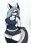  anthro big_breasts blush breasts choker dolphin_shorts female helluva_boss hi_res jewelry loona_(helluva_boss) necklace pace-maker small_waist solo wide_hips 