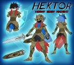  1_eye animal_genitalia anthro armor armored_boots bulge cape character_name clothed clothing diamond_grenadier fusion gauntlets generation_6_pokemon generation_8_pokemon genitals gloves hair hair_over_eye handwear hektor_the_horny_edgy_knight hi_res honedge horn legendary_pokemon male melee_weapon model_sheet nintendo notched_ear one_eye_obstructed penis pokemon pokemon_(species) pokemon_fusion poking_out scarf sheath shield shoulder_pads solo sword sword_sheath symbol tail weapon wooloo zacian 
