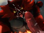  abs anthro big_penis black_body black_fur bodily_fluids clawed_fingers cum cum_on_face cum_on_tongue cuumshot duo felid finger_on_penis fur generation_7_pokemon genital_fluids genitals grey_body grey_fur humanoid_genitalia humanoid_penis incineroar looking_at_viewer male male/male mammal multicolored_body multicolored_fur muscular muscular_anthro muscular_male nintendo nipples penis pokemon pokemon_(species) red_body red_fur s583476 solo_focus tongue tongue_out 