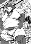  2023 absurd_res anthro asakura_kento bear belly bottomwear clothing detailed_background eyewear hi_res humanoid_hands kemono male mammal moobs outside overweight overweight_male shorts solo sunglasses 