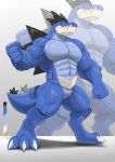  abs alligator alligatorid anthro athletic biceps big_biceps biped black_spikes blue_body blue_scales blue_skin claws crocodile crocodilian crocodylid fangs featureless_crotch feet feraligatr fist full_body_view generation_2_pokemon hi_res looking_at_viewer male muscular muscular_anthro muscular_legs muscular_male muscular_thighs nintendo orange_eyes pecs plated_scales pokemon pokemon_(species) reptile scales scalie serratus shadow sharp_claws sharp_teeth solo spikes spikes_(anatomy) tail teeth valentinesartx 