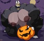  anthro balls belly big_balls big_breasts big_bulge big_muscles big_penis bobthetanuki breasts bulge cemetery claws clothed clothing collar disney genitals glistening glistening_body grey_body halloween holidays huge_balls huge_breasts huge_bulge huge_muscles huge_penis hyper hyper_bulge jack-o&#039;-lantern king_clawthorne male moon muscular nipples pecs penis sitting sleeves solo the_owl_house underwear 