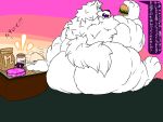  anthro big_butt burger butt canid canine canis domestic_dog fast_food food fujiyama_inushiro(fujiyamasamoyed) fujiyama_samoyed_(artist) fur hi_res huge_butt hyper hyper_butt looking_at_viewer looking_back male male/male mammal micro morbidly_obese morbidly_obese_anthro morbidly_obese_male nordic_sled_dog nude obese obese_anthro obese_male overweight overweight_anthro overweight_male samoyed simple_background smile solo spitz text thick_thighs trapped_in_jar white_body white_fur wide_hips 