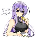  1girl bare_shoulders breasts circlet dress fire_emblem fire_emblem:_genealogy_of_the_holy_war holding julia_(fire_emblem) large_breasts long_hair purple_eyes purple_hair simple_background solo yukia_(firstaid0) 