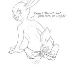  anthro anus bent_over black_and_white butt canid canine crouching dialogue disney duo english_text facesitting feet female forced fox hi_res imminent_facesitting joooon judy_hopps lagomorph leporid line_art looking_at_viewer looking_back macro macro/macro male male/female mammal micro monochrome nervous open_mouth paws presenting presenting_hindquarters rabbit raised_tail sitting_on_another smug smug_face soles speech_bubble tail text toes unknown_character unknown_species zootopia 
