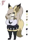  absurd_res anthro big_breasts big_butt big_ears boots bottomwear breasts butt canid canine clothed clothing fay_(fennythefox) female fennec fennythefox footwear fox fur green_eyes hair hi_res huge_breasts huge_butt mammal ponytail short_stack skirt solo topwear vest 