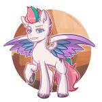  2021 absurd_res blue_body blue_eyes blue_feathers cutie_mark digital_media_(artwork) ear_tuft equid equine feathered_wings feathers female feral fetlocks fur grey_hooves hair hasbro hi_res highlights_(coloring) hooves leg_tuft mammal mane mlp_g5 multicolored_body multicolored_feathers multicolored_wings my_little_pony pegasus pink_hair pink_mane pink_tail purple_body purple_feathers raised_hoof shallowwin smile solo spread_wings tail tuft white_body white_fur wings zipp_storm_(mlp) 