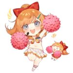  &gt;_&lt; 2girls :d arm_up artist_request blue_eyes blush blush_stickers bow cheerleader_fairy_(girls&#039;_frontline) chibi closed_eyes crop_top fairy_(girls&#039;_frontline) full_body girls&#039;_frontline hair_bow hair_ornament hairclip headset holding holding_pom_poms long_hair looking_at_viewer multiple_girls navel notice_lines official_art orange_sailor_collar orange_skirt pleated_skirt pom_pom_(cheerleading) ponytail red_bow sailor_collar shirt simple_background skirt sleeveless sleeveless_shirt smile socks standing standing_on_one_leg stomach teeth third-party_source transparent_background two-tone_skirt upper_teeth_only white_footwear white_shirt white_skirt white_socks xd 