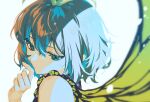  1girl aqua_hair blue_eyes butterfly_wings closed_mouth eternity_larva fairy hair_between_eyes highres insect_wings maguri_rei one-hour_drawing_challenge portrait short_hair simple_background solo touhou white_background wings 